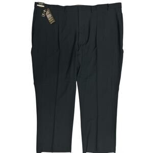Haggar Dress Pants 50x30 Blue Premium Comfort Classic Fit Flat Front No Wrinkles